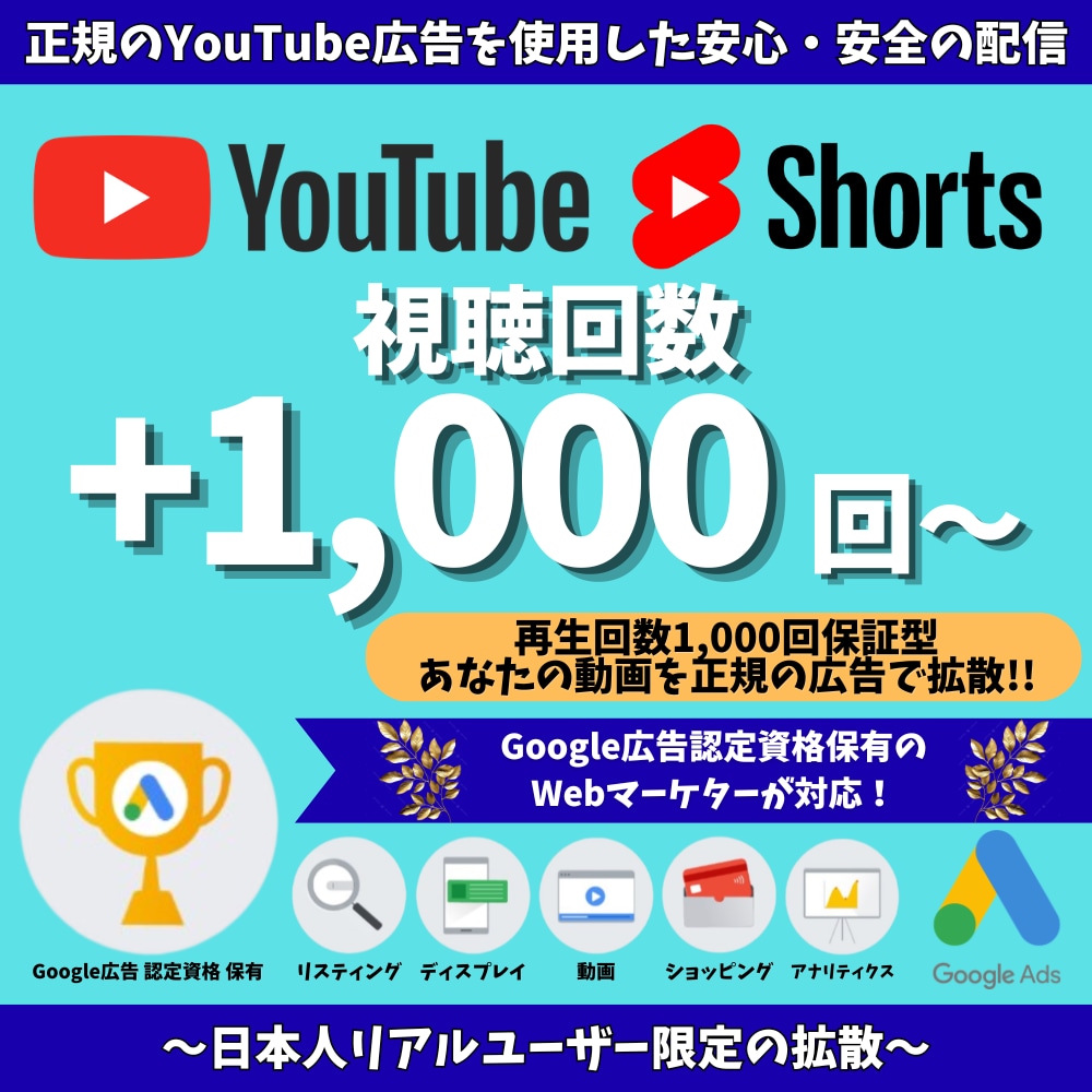 YouTubeの再生回数を1,000回伸ばします 正規のYouTube広告を使用した安心・安全のプロモーション イメージ1