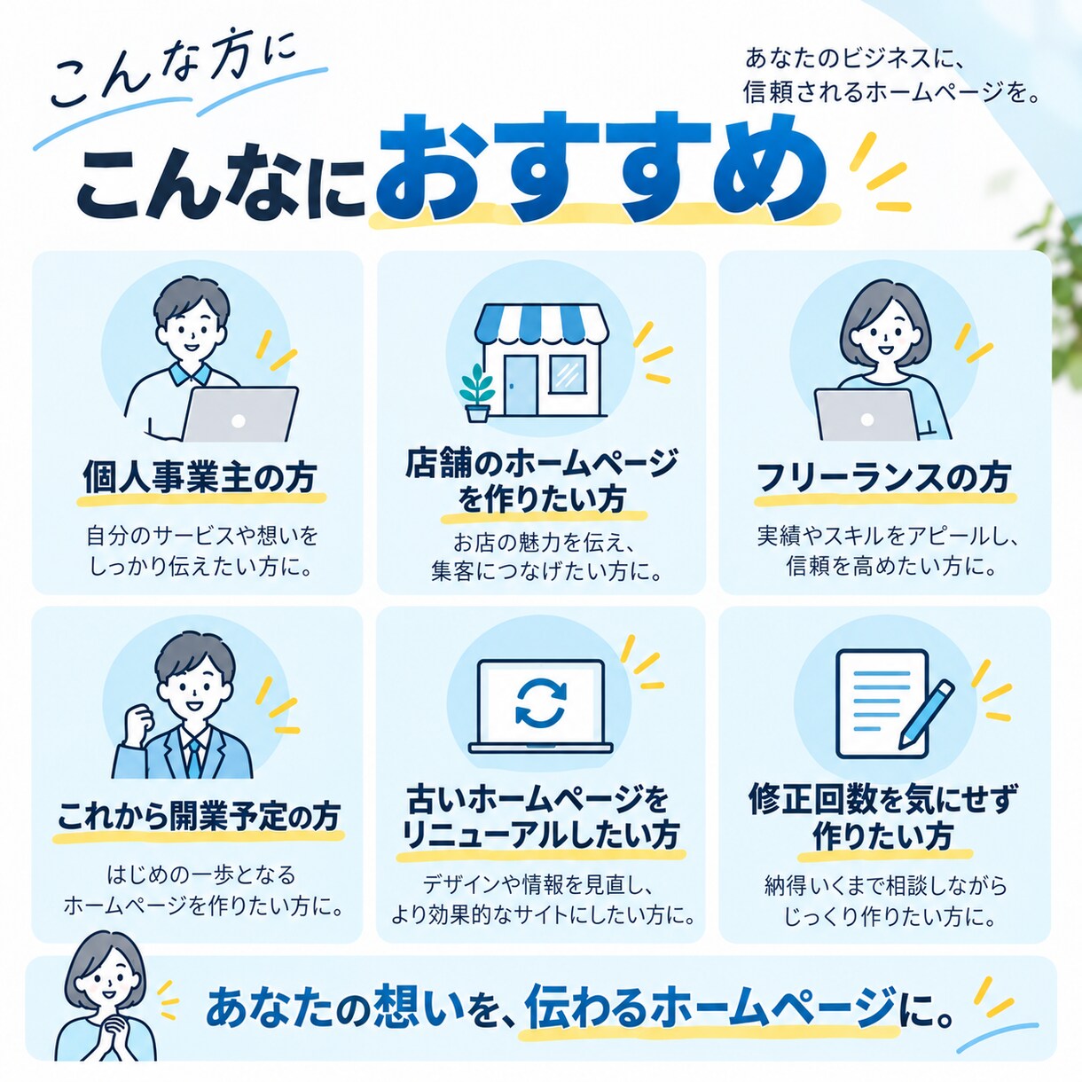 納得いくまで修正無制限でホームページ制作します 制作中は何度でも修正OK！理想の仕上がりへ イメージ2