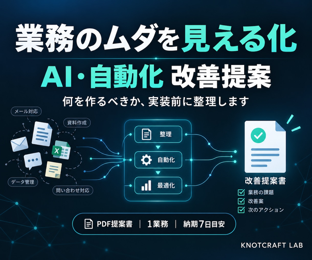 業務を整理しAI・自動化の改善案を作ります 業務を見える化し、ムダと自動化候補を具体的に整理します イメージ1