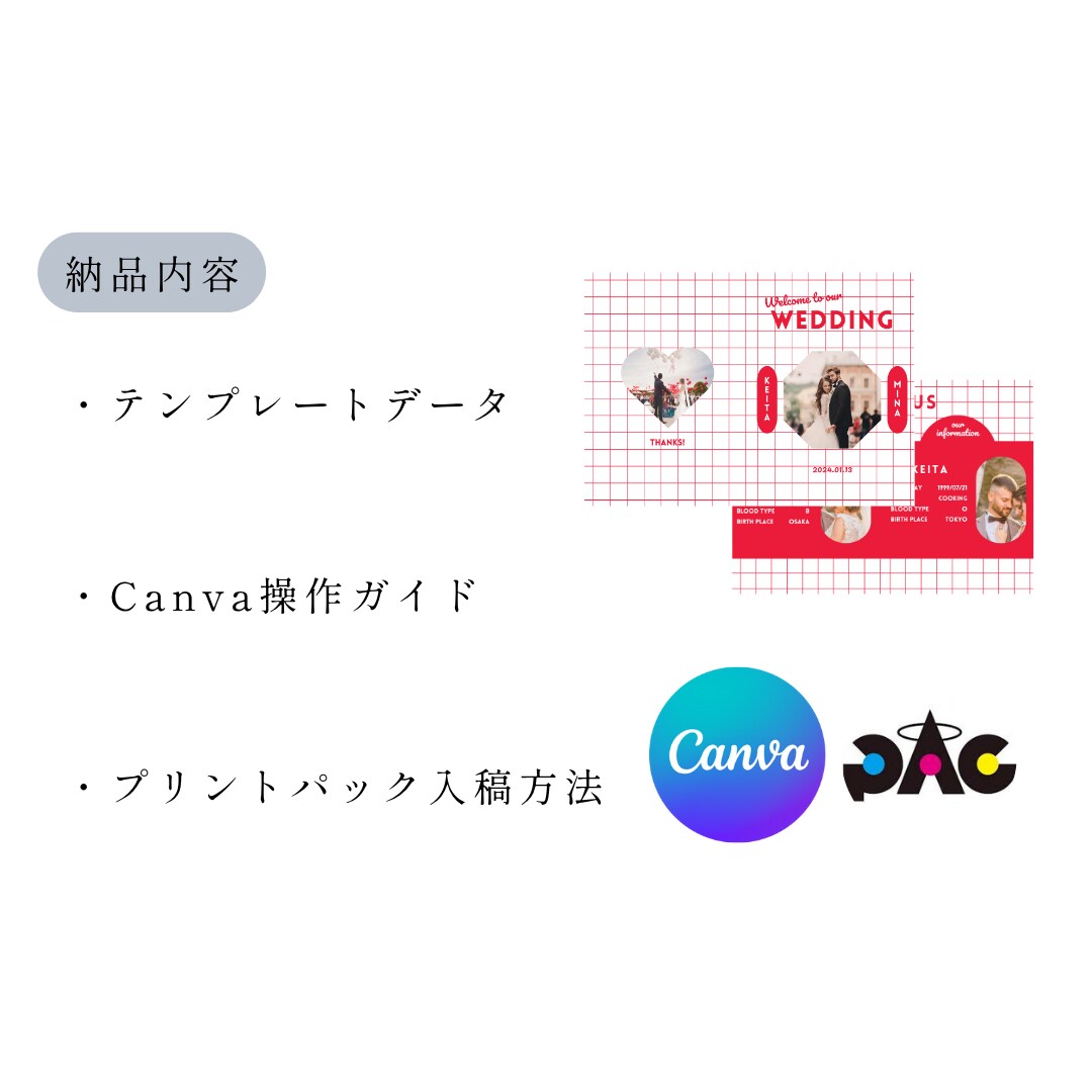 結婚式　ポップなプロフィールブックを制作できます 操作資料付！スマホでも簡単に作れるCanvaテンプレート イメージ3