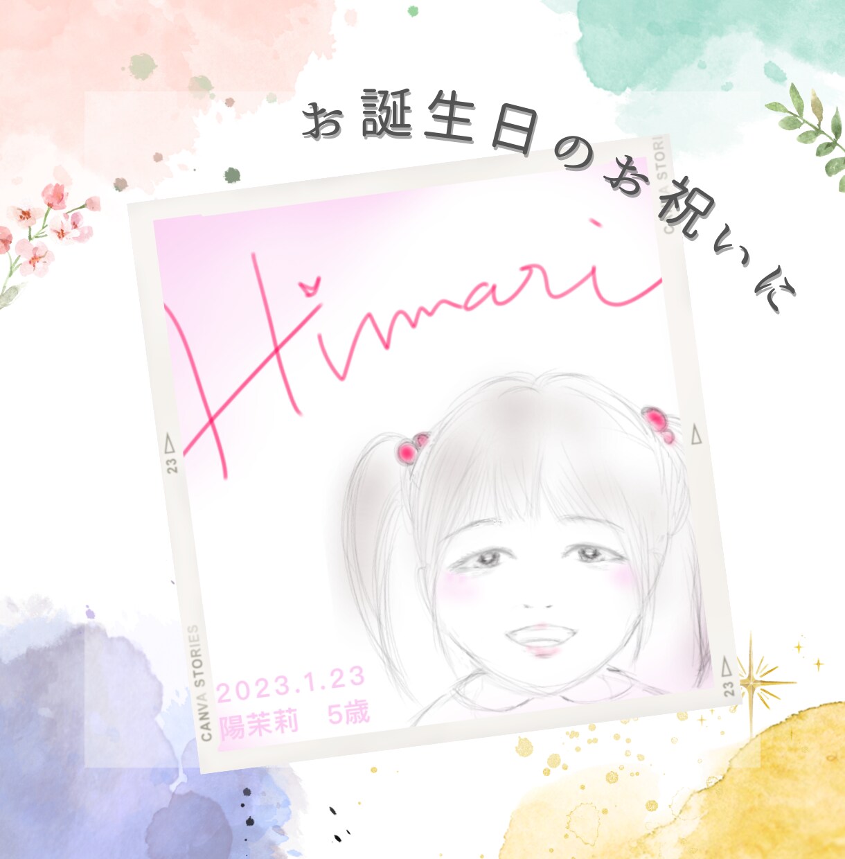 お誕生のお祝いに！手書きで似顔絵とお名前を書きます 写真から似顔絵を起こし、ほんわかしたイラストに仕上げます イメージ3