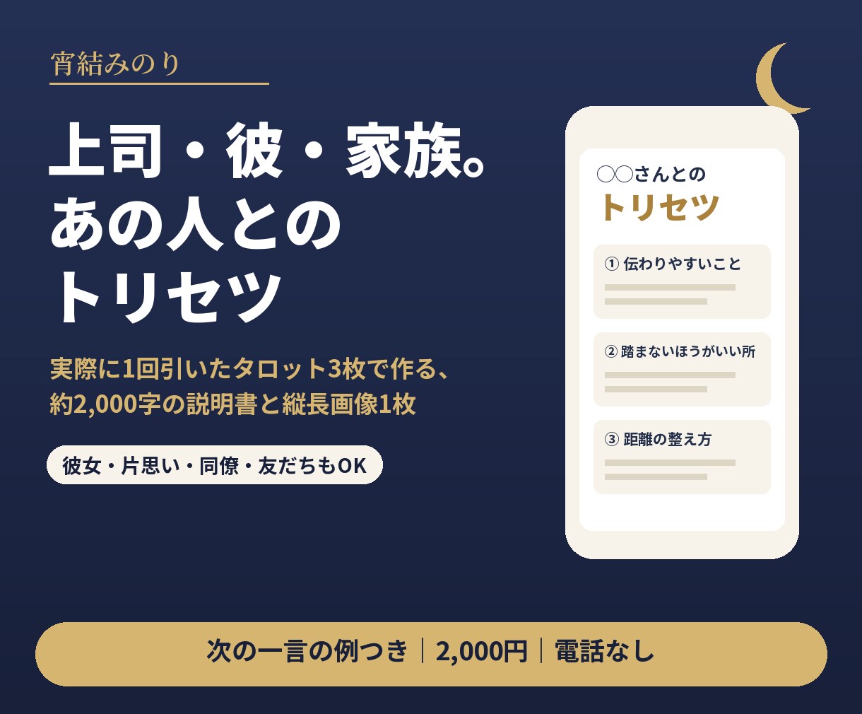 上司・彼・家族のトリセツを約2千字と画像で作ります 約2,000字の説明書と縦長画像1枚。次の一言の例つき イメージ1