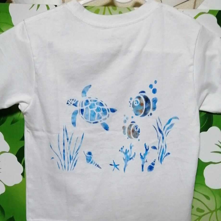 ハンドメイド、ステンシルTシャツデザインをくります オリジナルのカラーリングでお作りしますこの夏にいかがですか？ イメージ3