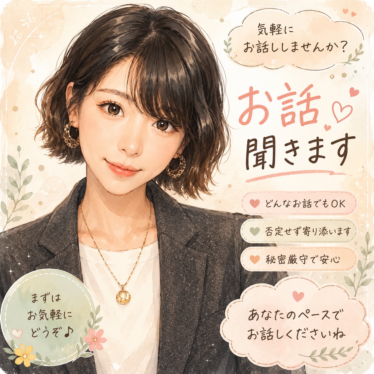 カウンセラーが寄り添ってお話伺います ジャンル問わず寄り添って貴方のお話を伺いします☺️ イメージ1