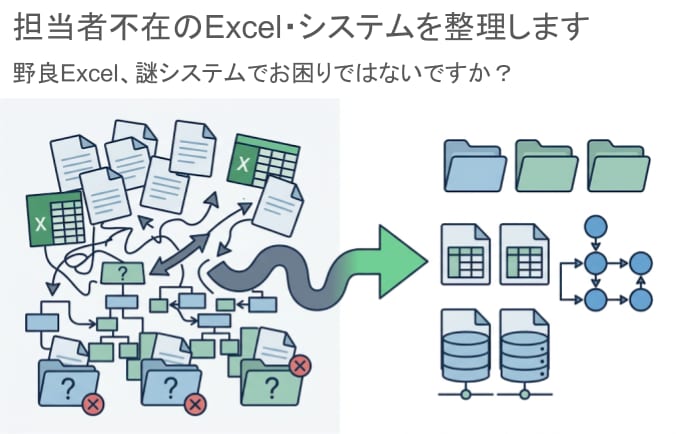 担当者不在のExcel・システムを整理します 社内説明や開発相談前の整理メモを作ります イメージ1