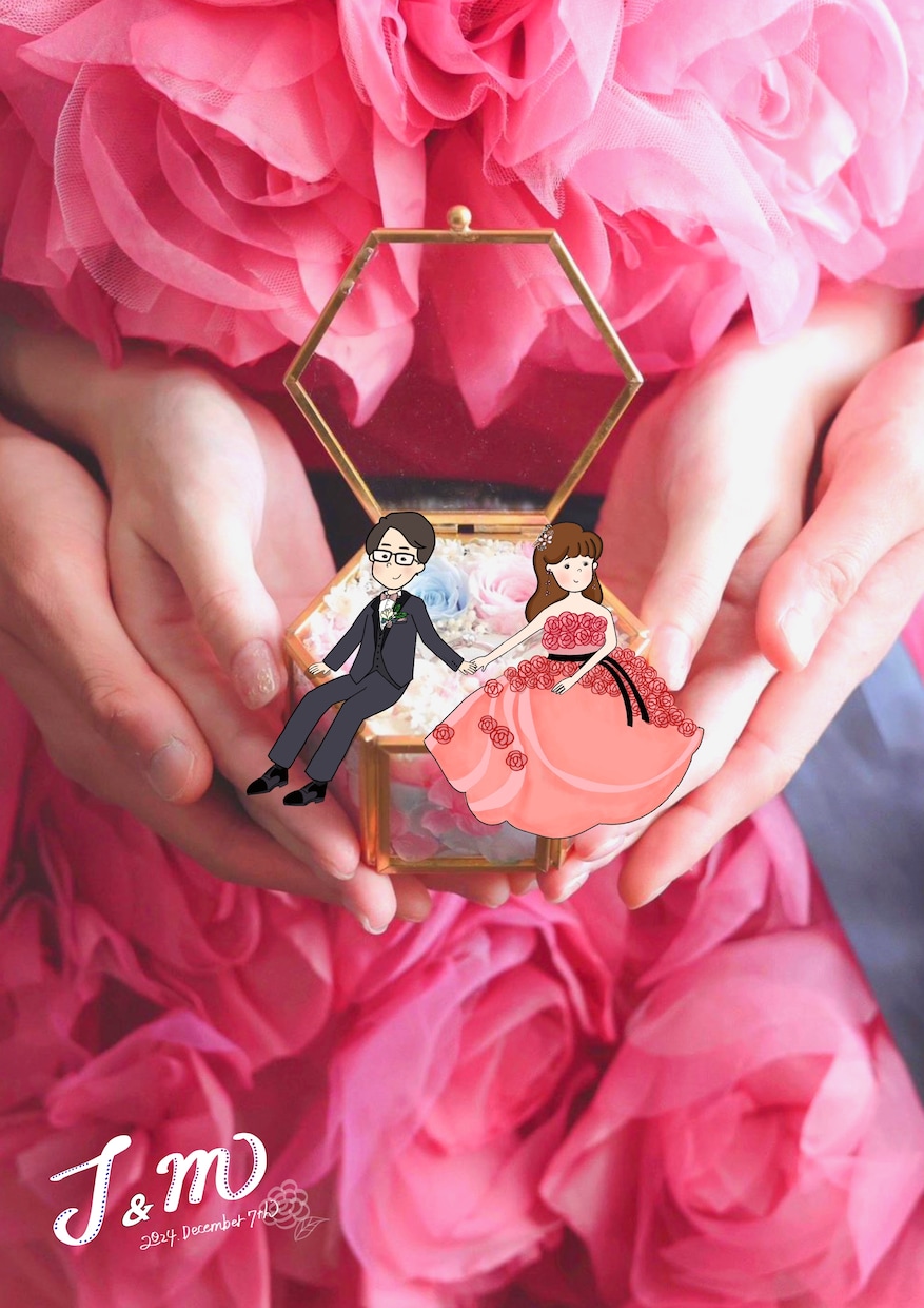 思い出のお写真の中にお好きなイラストお描きします ウェディングアイテム・記念日や誕生日にもぜひ！ イメージ1