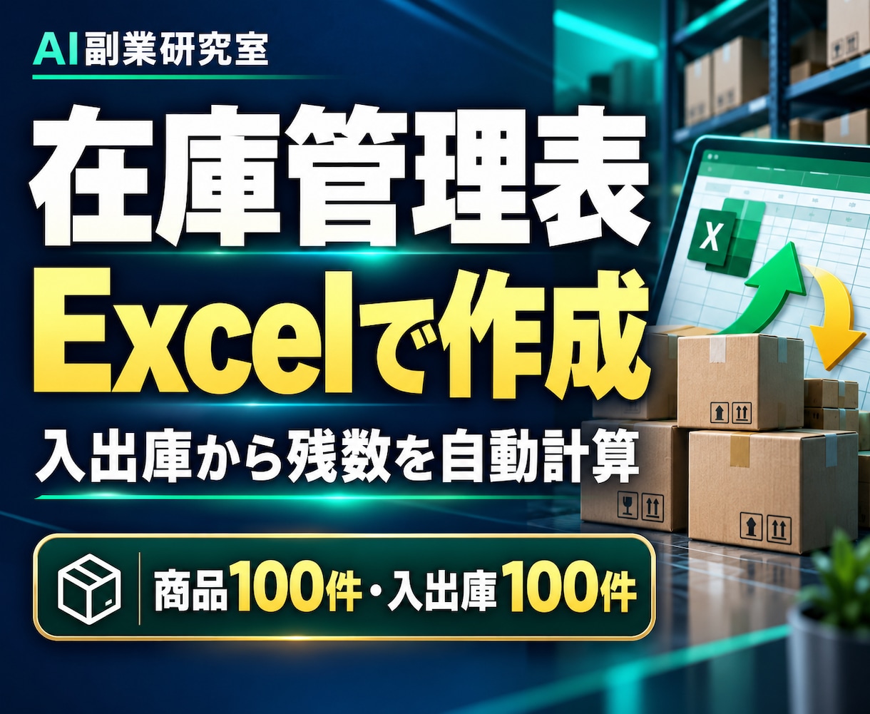 入出庫を集計するExcel在庫表を作ります 商品ごとの残数を入力記録から計算 イメージ1
