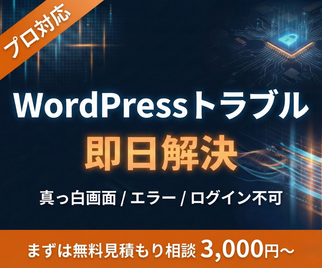 WordPressの真っ白画面やエラーを解決します セキュリティ専門家が対応・マルウェア・改ざんも即日対応可 イメージ1