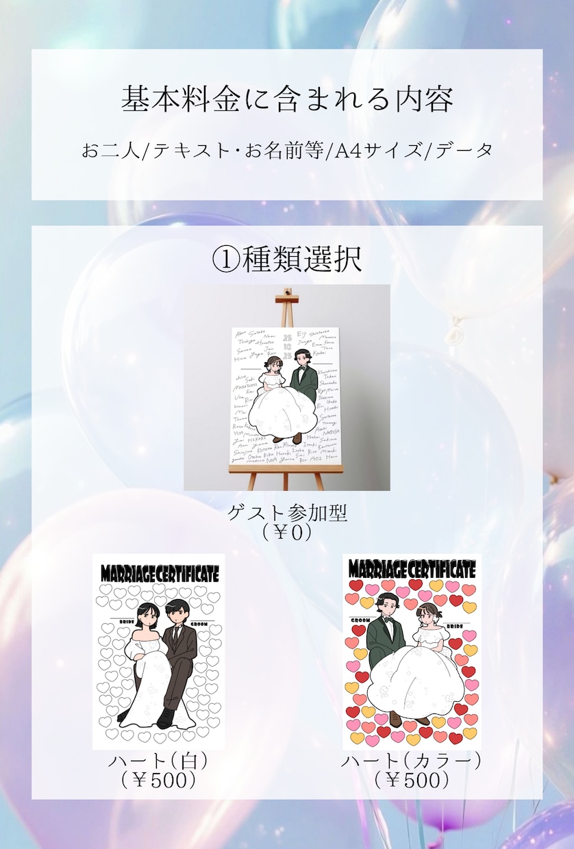 ポップでかわいいゲスト参加型の結婚証明書を描きます ウェルカムスペースにも飾れる！ゲスト参加型♫ イメージ4
