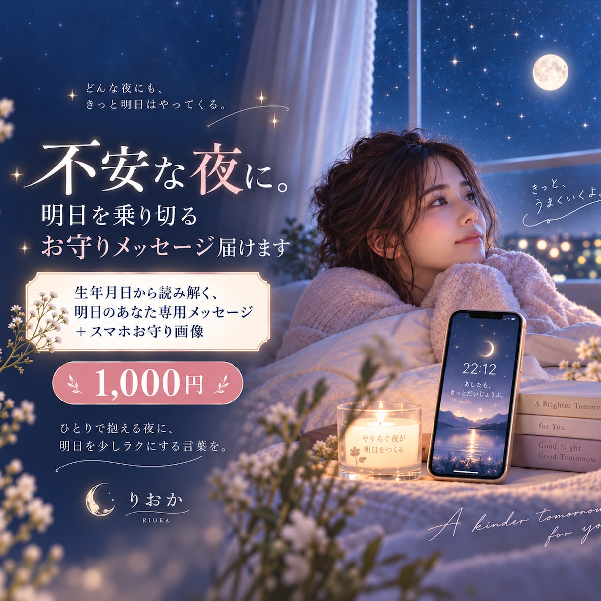 不安な夜に明日を乗り切るお守りメッセージ届けます 生年月日から読む明日のあなた専用メッセージ イメージ1