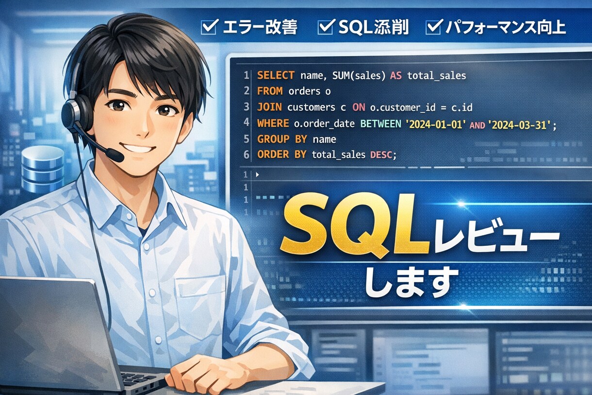 SQLのコードレビューします 大規模PJでSQLを書きまくった男がレビューします！！ イメージ1
