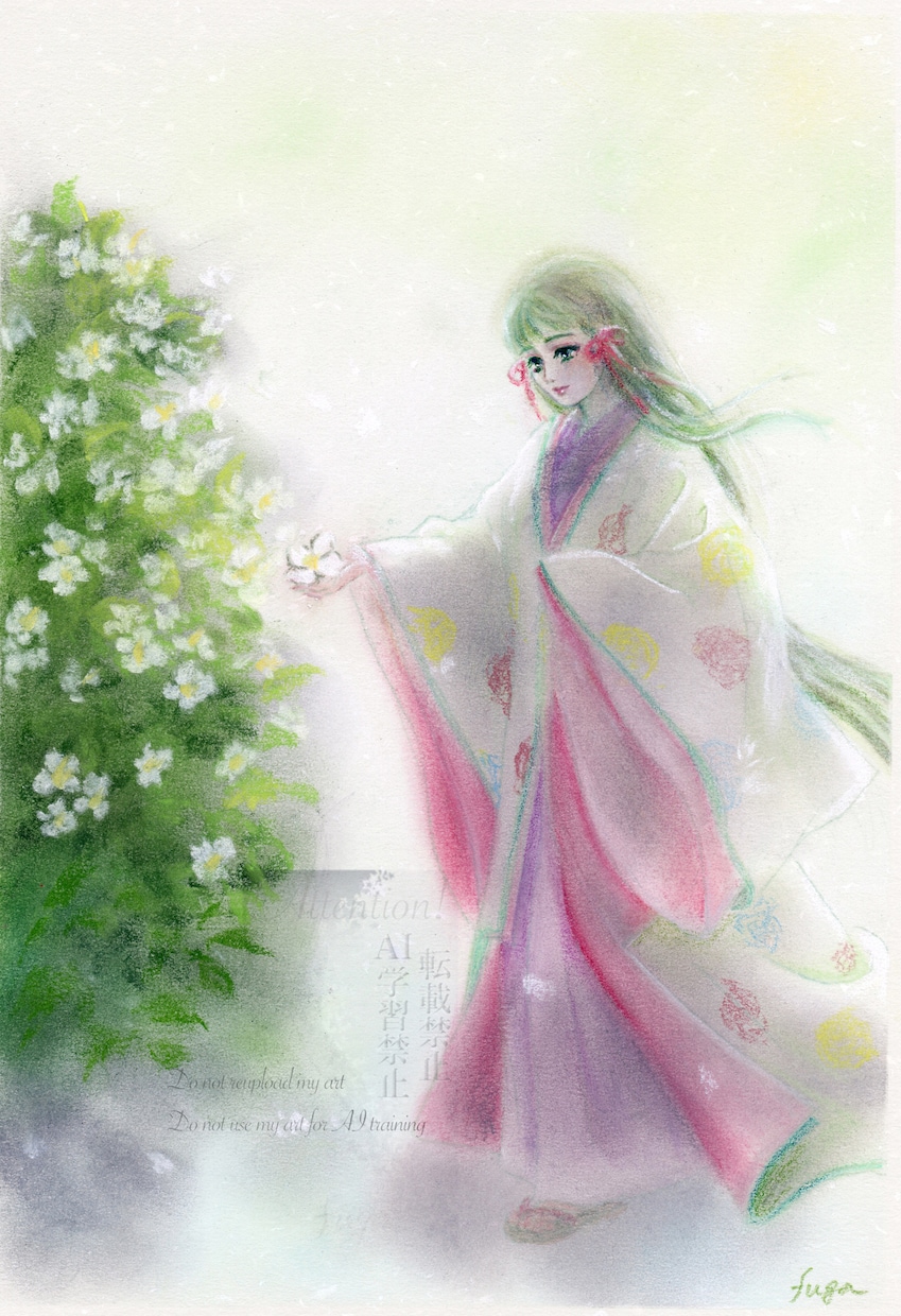 和風のSNSヘッダー，サムネイルイラストを描きます パステルと水彩色鉛筆を使った，優しい世界をお届けします イメージ1