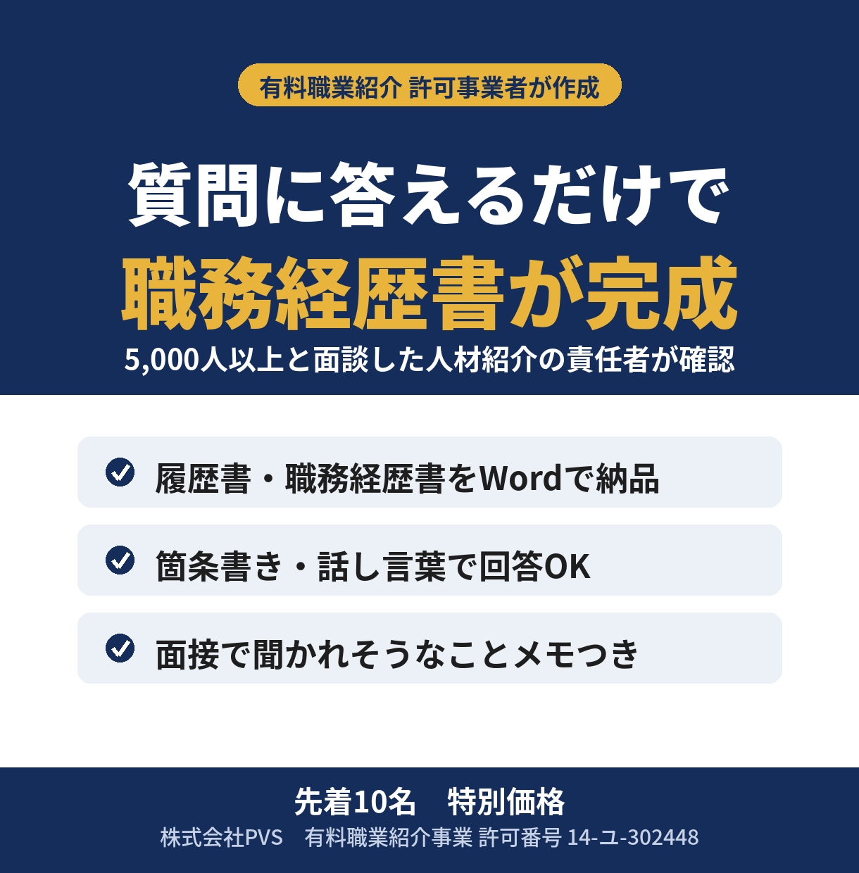 質問に答えるだけで職務経歴書と履歴書を作成します 5000人以上と面談した人材紹介の責任者が作成 イメージ1