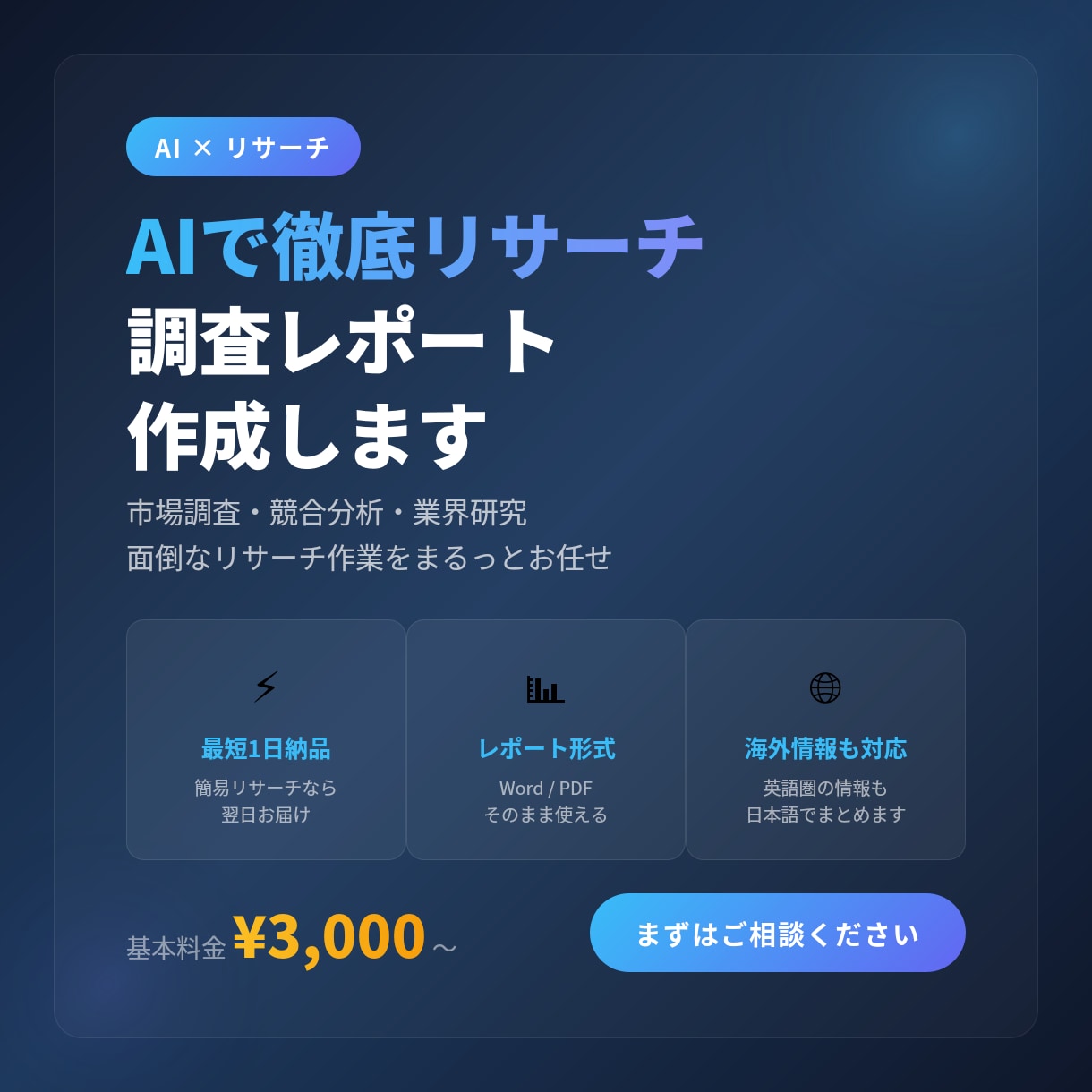 AIで徹底リサーチ！調査レポート作成します 市場調査・競合分析・業界研究なんでもOK イメージ1