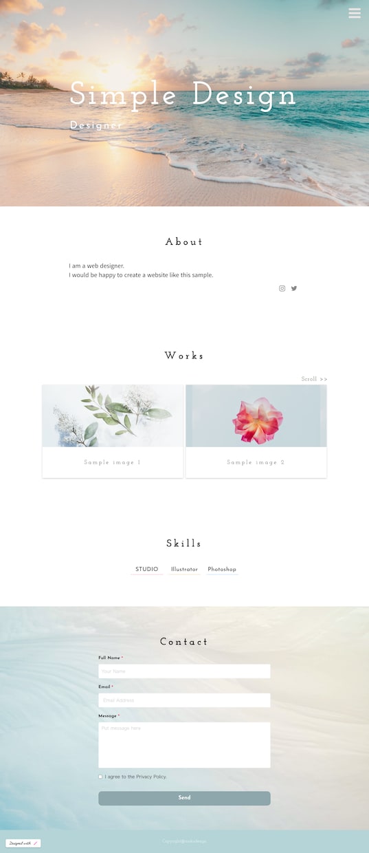 STUDIOでシンプルなWebサイトをお作りします 名刺代わり/お問い合わせフォームも作りたい方にオススメです。 イメージ2