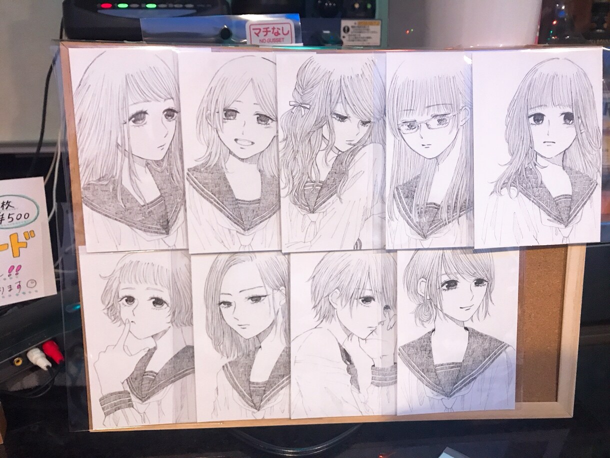 手描き創作イラスト(モノクロ)を選んで頂けます 同じ絵は無く全て手描き、全て1枚ものの貴方だけのイラストです イメージ1