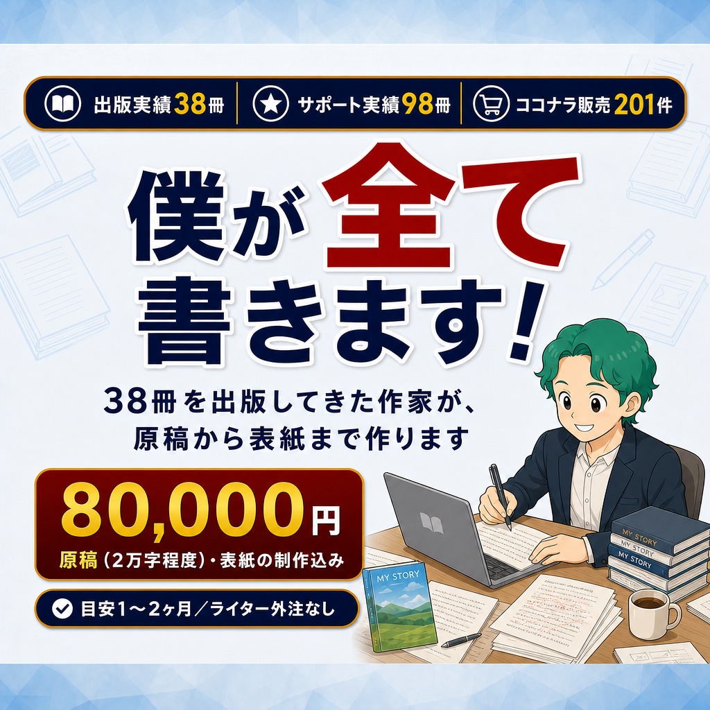 原稿不要！Kindle出版の丸投げサポートします 出版38冊の作家が原稿から出版まで全て代行します イメージ1