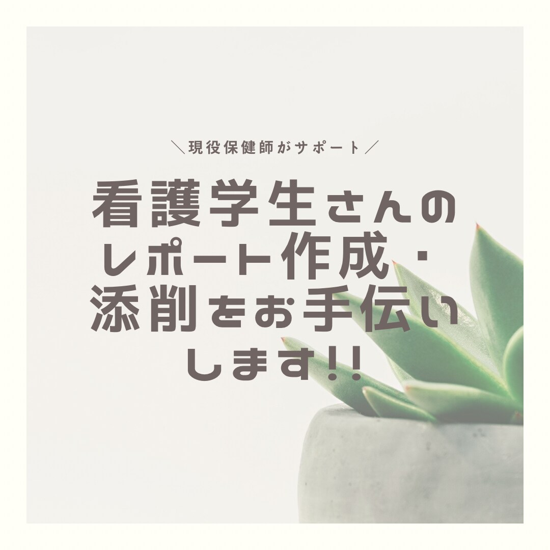 看護学生さん向けレポート作成や添削のお手伝いします 【看護学生への実習指導経験あり】現役保健師がサポート！ イメージ1