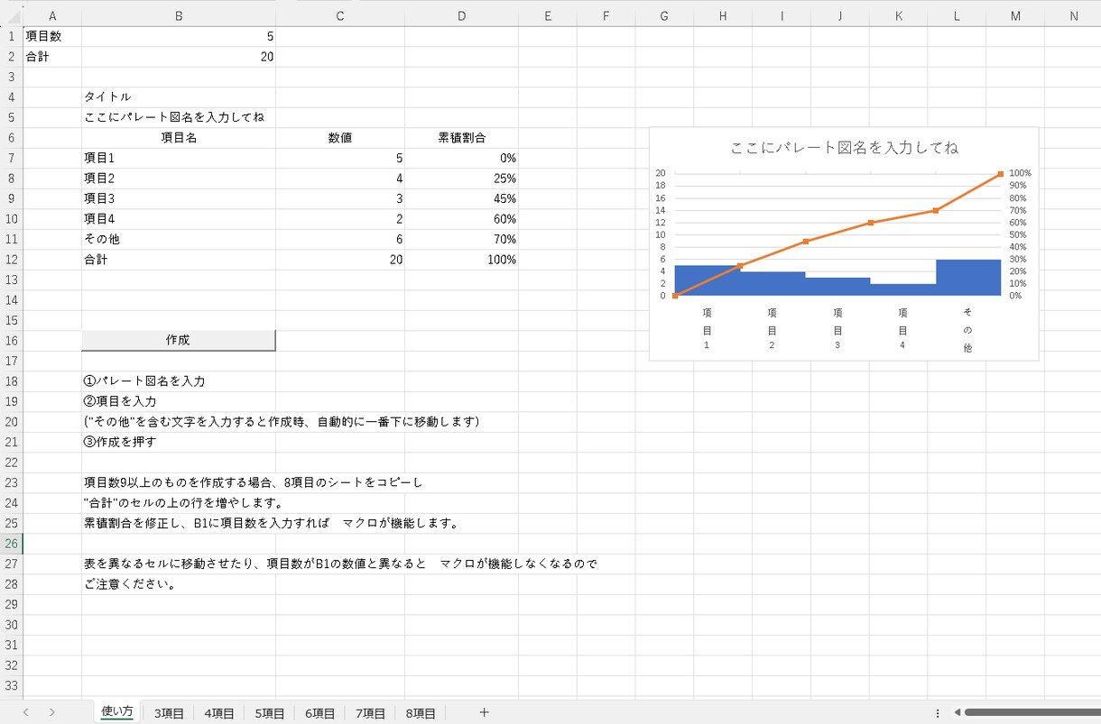 自動で表をパレート図に！ExcelVBAを売ります 【PC知識要らず】パレート図作成自動化！ イメージ1