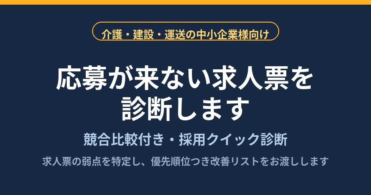 応募が来ない求人票を診断しますます 競合比較付き・採用クイック診断 イメージ1