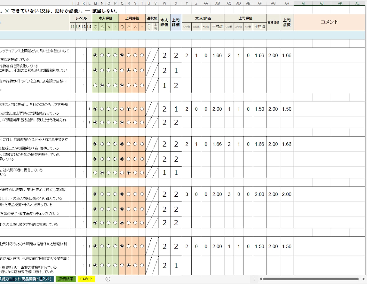 能力評価シート(スーパー、商開・仕入)を販売します 厚生労働省の職業能力評価基準を取り入れています。 イメージ4