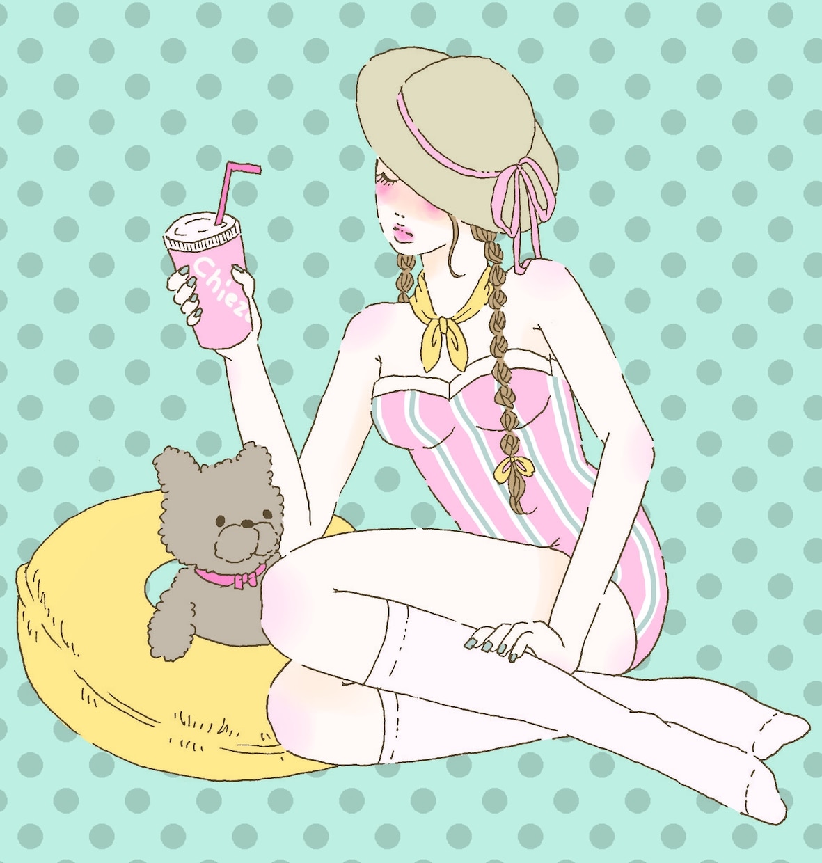 商用利用可！可愛くてお洒落な女の子絵を描きます ポストカード、Tシャツデザインにも！今だけアイコン作成無料！ イメージ2