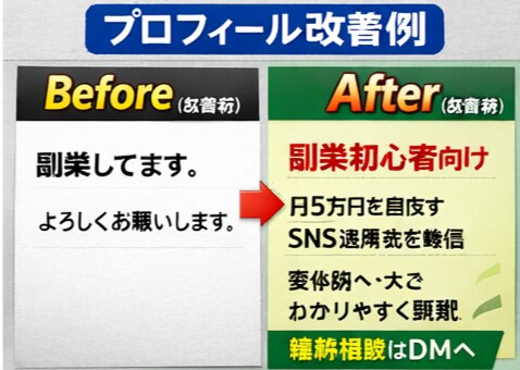 売れるSNSプロフィールに改善します 読まれる自己紹介に改善し集客強化します‼ イメージ3