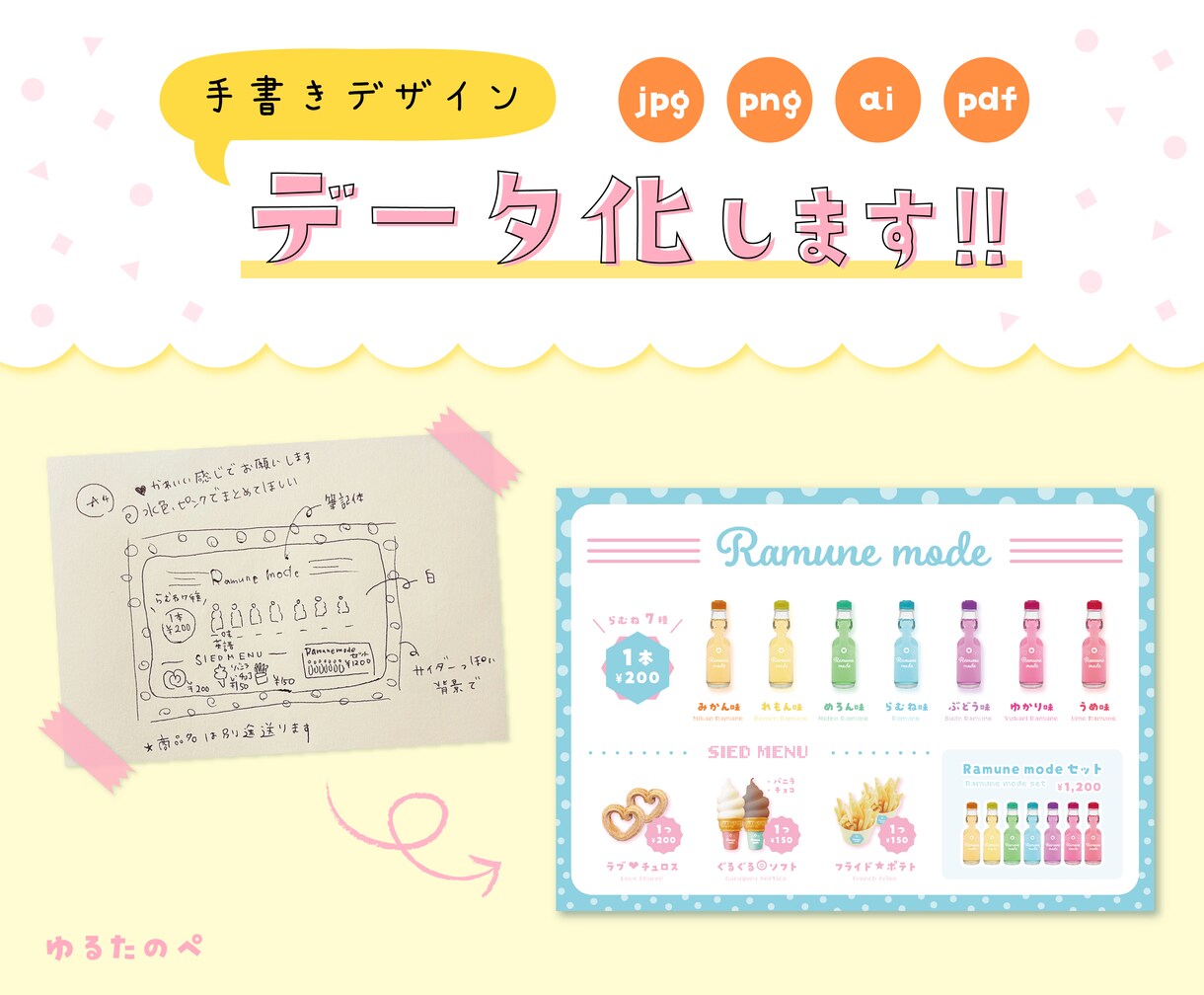手描きデザインをデータ化します ラフ案があるものを形にするのが得意です♩ イメージ3