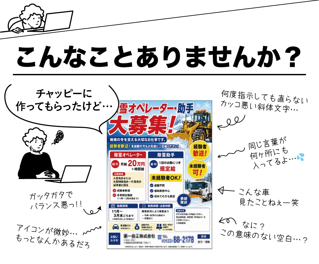 AIで作ったチラシ仕上げます ChatGPT等でAI生成したチラシをプロが直します イメージ2