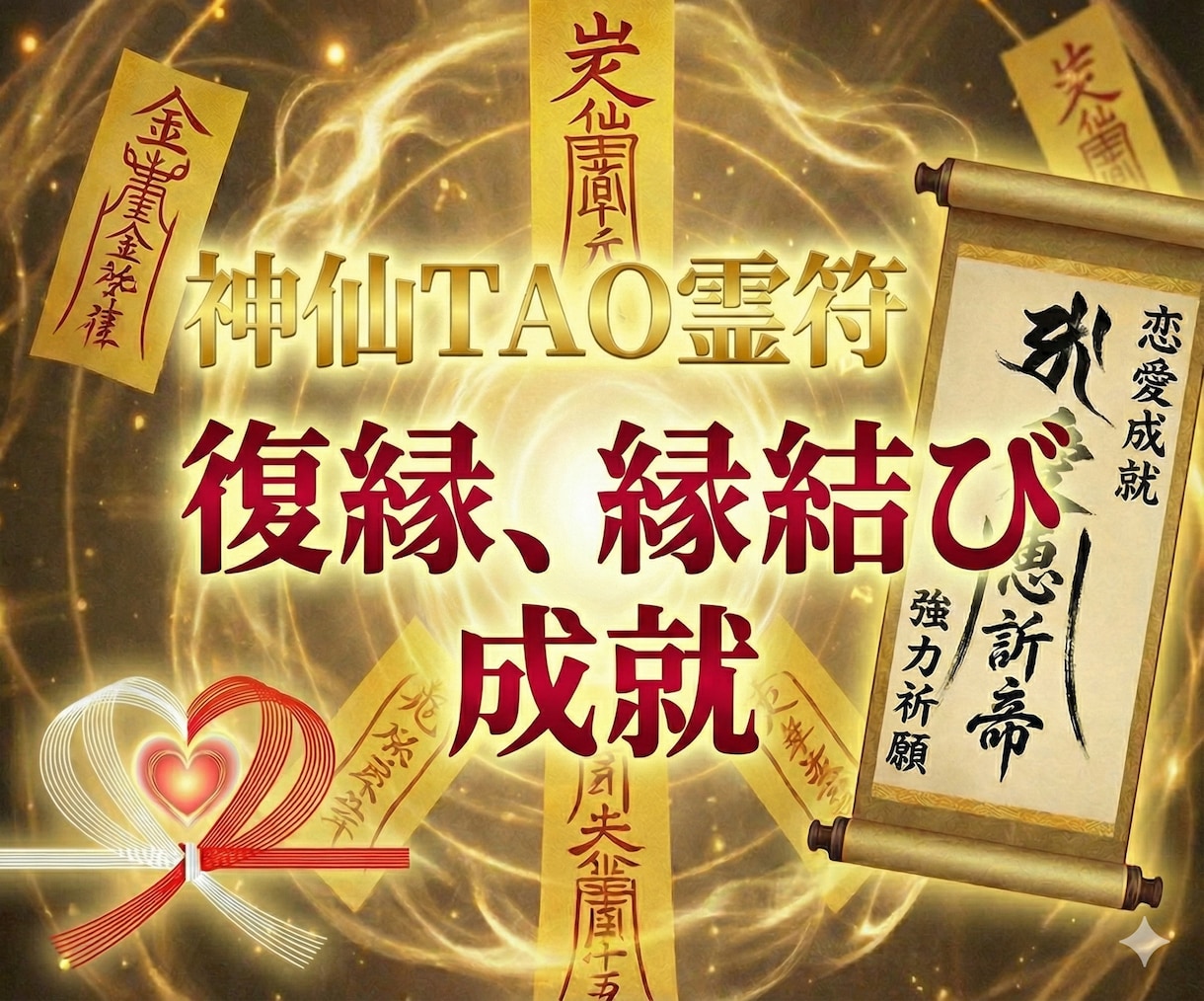 恋愛運アップ・良縁成就の神仙TAO霊符を記します あなたの想いをそっと後押しする「復縁・縁結び霊符」 イメージ1