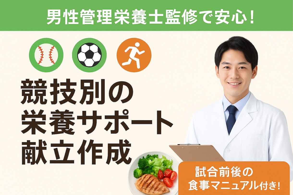 管理栄養士監修　競技別 栄養サポート献立作成ます 食事で差がつく！競技別栄養サポート イメージ1
