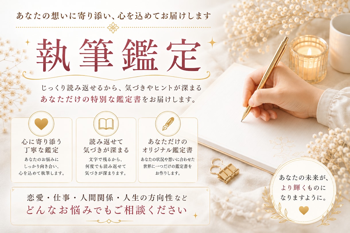 書いた文字からアナタの今の状態を読み解き鑑定します YouTuber・著名人様の鑑定実績あり！！ イメージ1