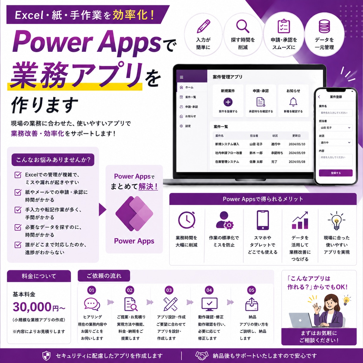 Power Apps開発代行します Excel管理や紙の業務を、使いやすいアプリに変えます イメージ1