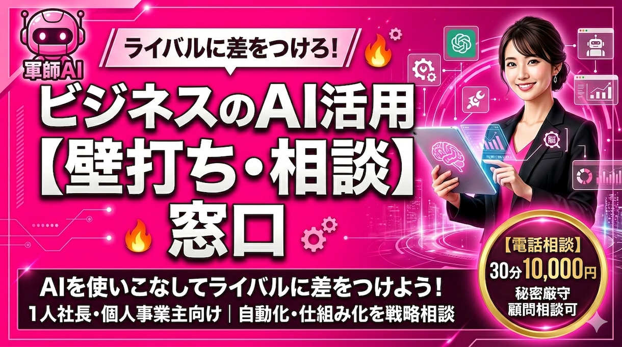 経営者向け　AI導入・活用お悩み相談します AIを使いこなしてライバルに差をつけよう！ビジネス壁打ち イメージ1