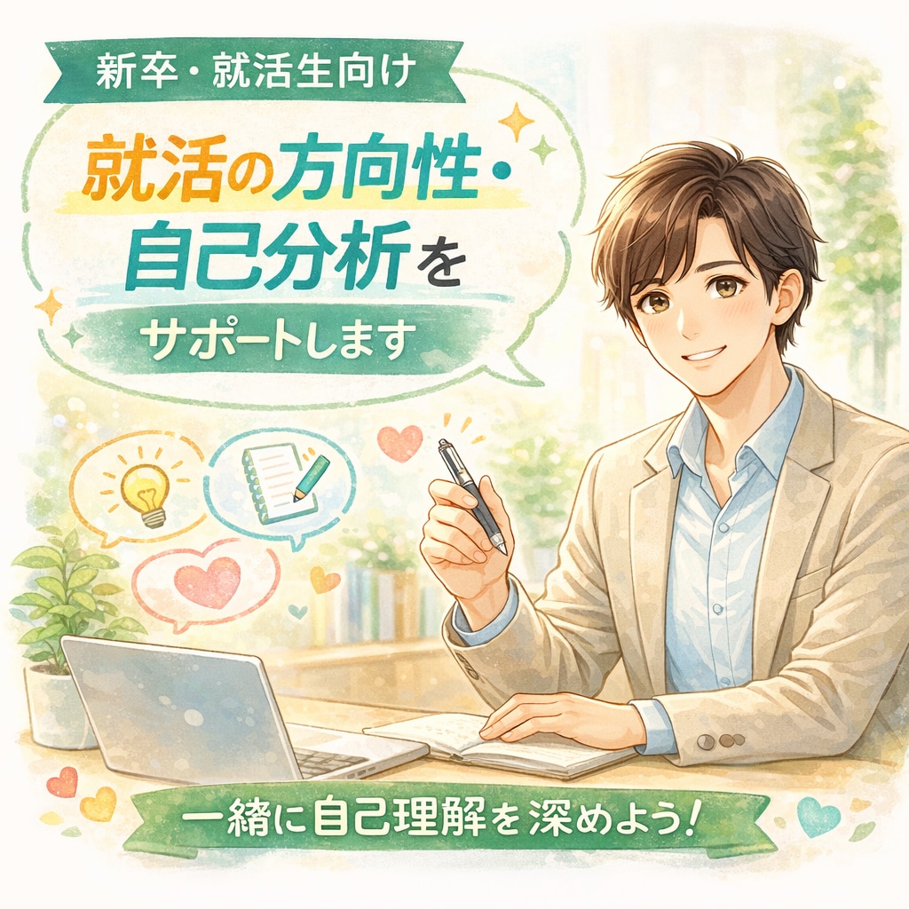 就活の方向性・自己分析をサポートします 就活始めたてでも大丈夫、あなたらしさを大切に整えます イメージ1