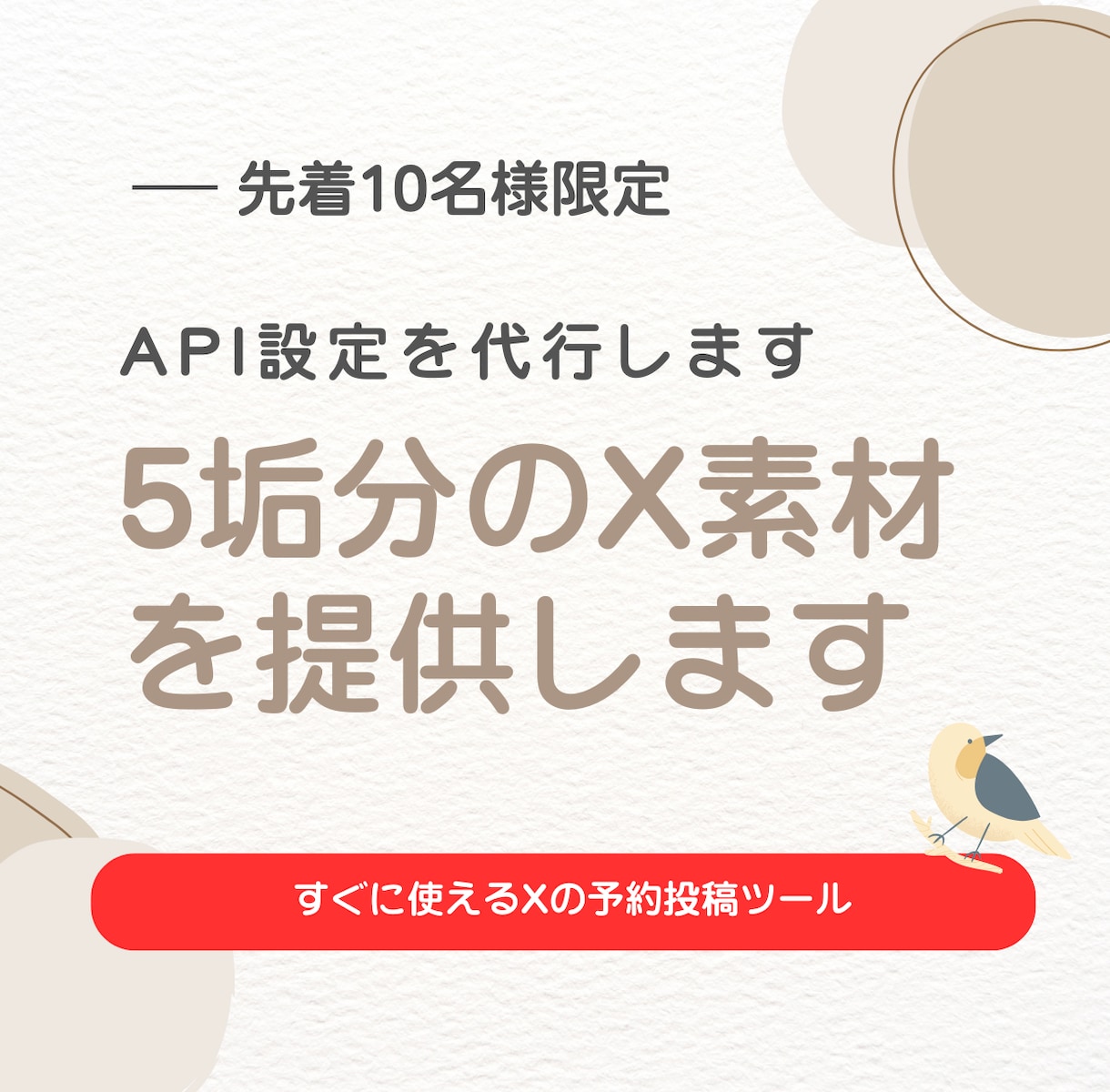先着10名様限定：5垢分のX素材を提供します すぐに使えるXの予約投稿ツールのAPI設定を代行します イメージ1
