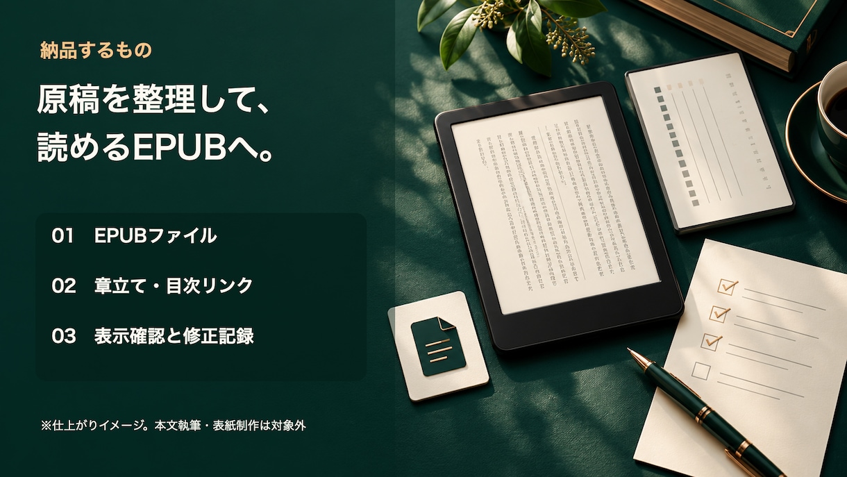 完成原稿をKindle用EPUBに整えます 目次・縦書き・表示崩れを確認し、1冊分を納品 イメージ2