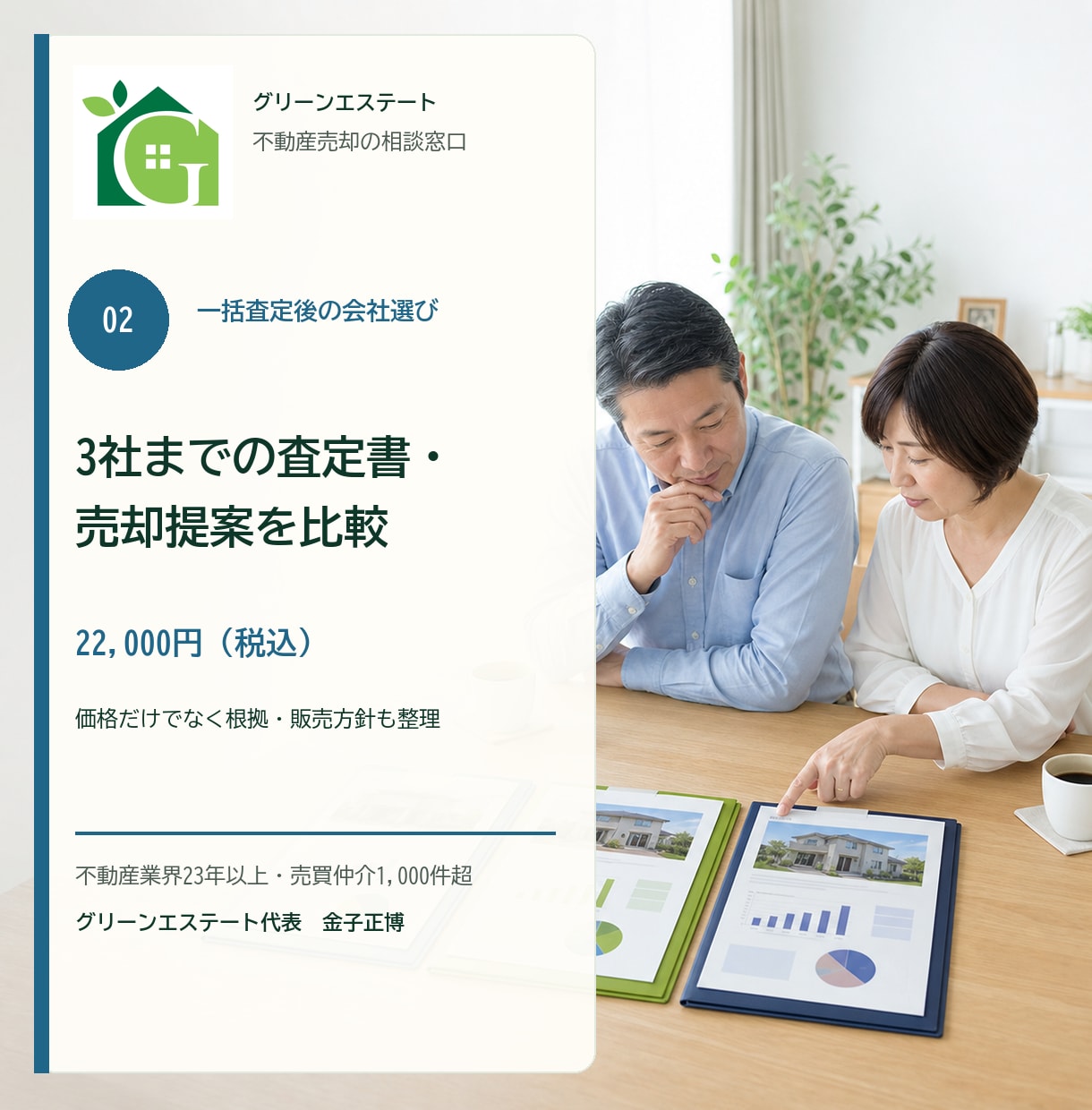 3社までの査定書と売却提案を比較します 査定額・根拠・販売方針を第三者視点で整理します イメージ1