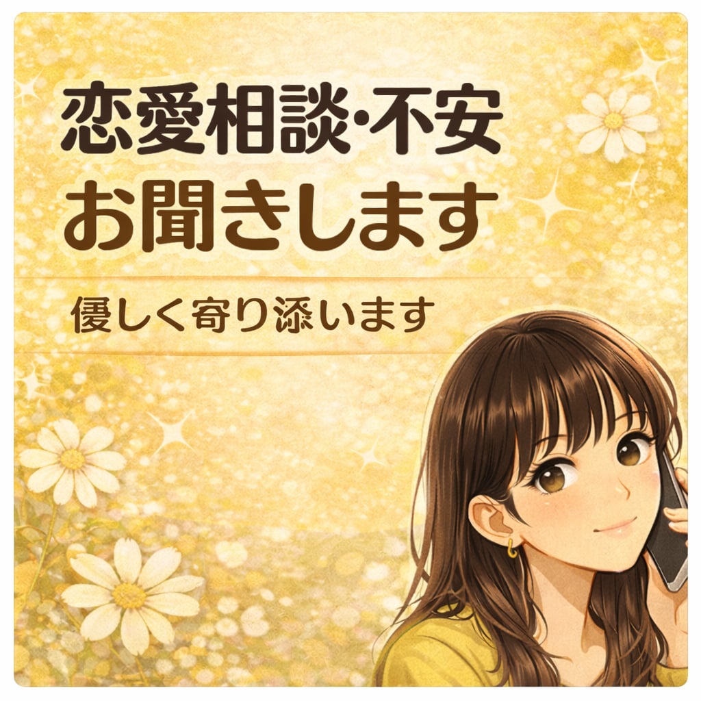 不安・モヤモヤ・片想いも恋愛相談優しく寄り添います 恋愛全般、どうしたらよいの？を元ｼﾝﾏﾏに話してください！ イメージ1