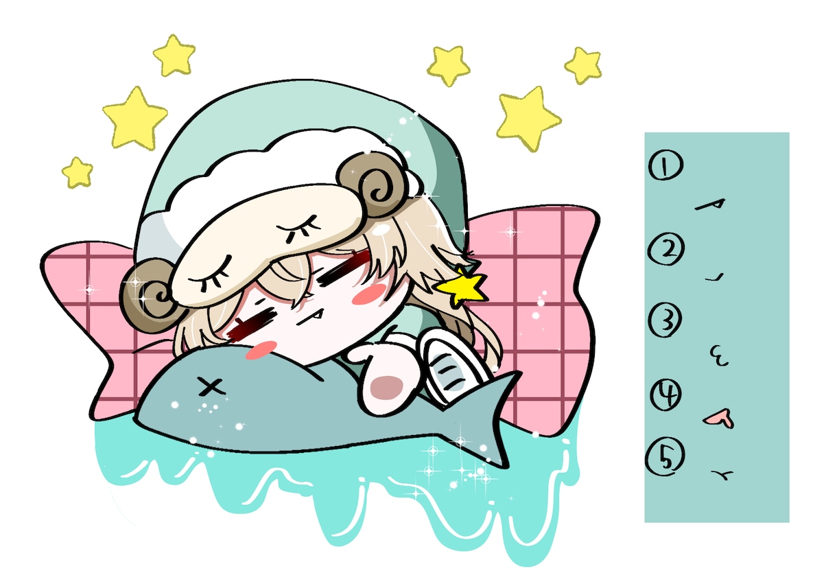 おはようおやすみゆるらふデフォルメキャラを描きます サムネやSNSなどでの挨拶時などに使えます！ イメージ1
