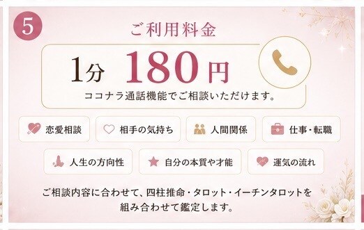 四柱推命とタロットで鑑定します 悩みの原因を深掘りし未来へのヒントをお伝えします イメージ5