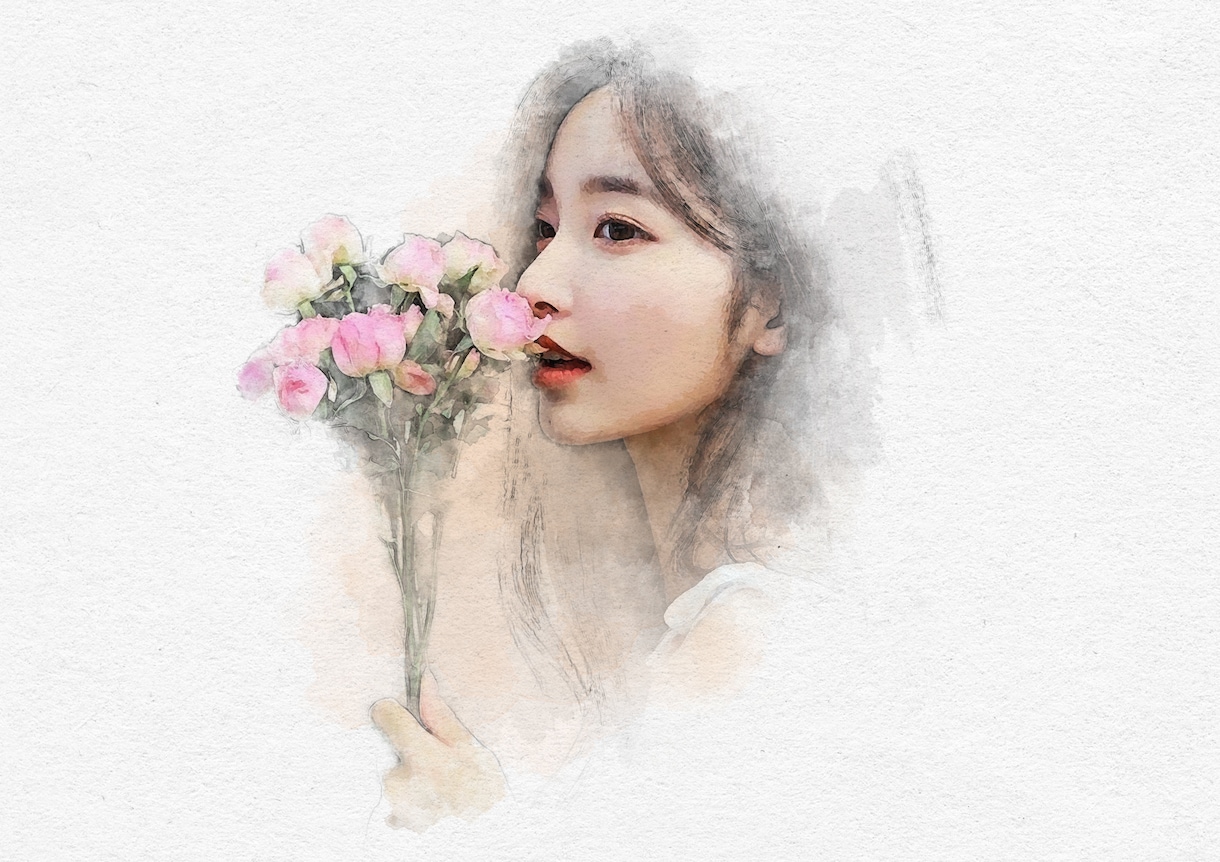 リアル&ほんわかした似顔絵お作りします お写真から描く水彩画風の似顔絵です。 イメージ2