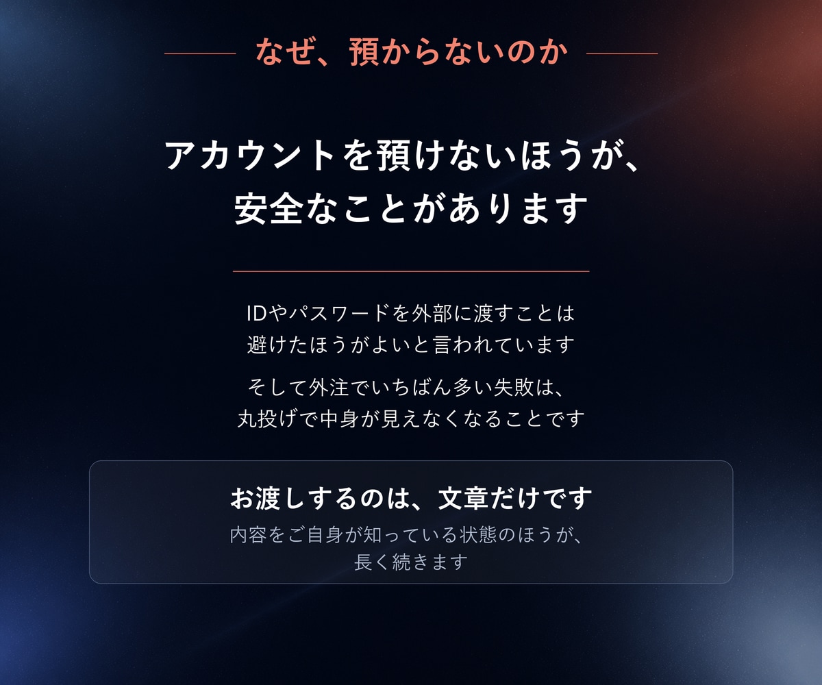 スレッズ投稿文の作成を毎週21本代行します パスワードを渡さずに、毎日の投稿を続けられます イメージ4