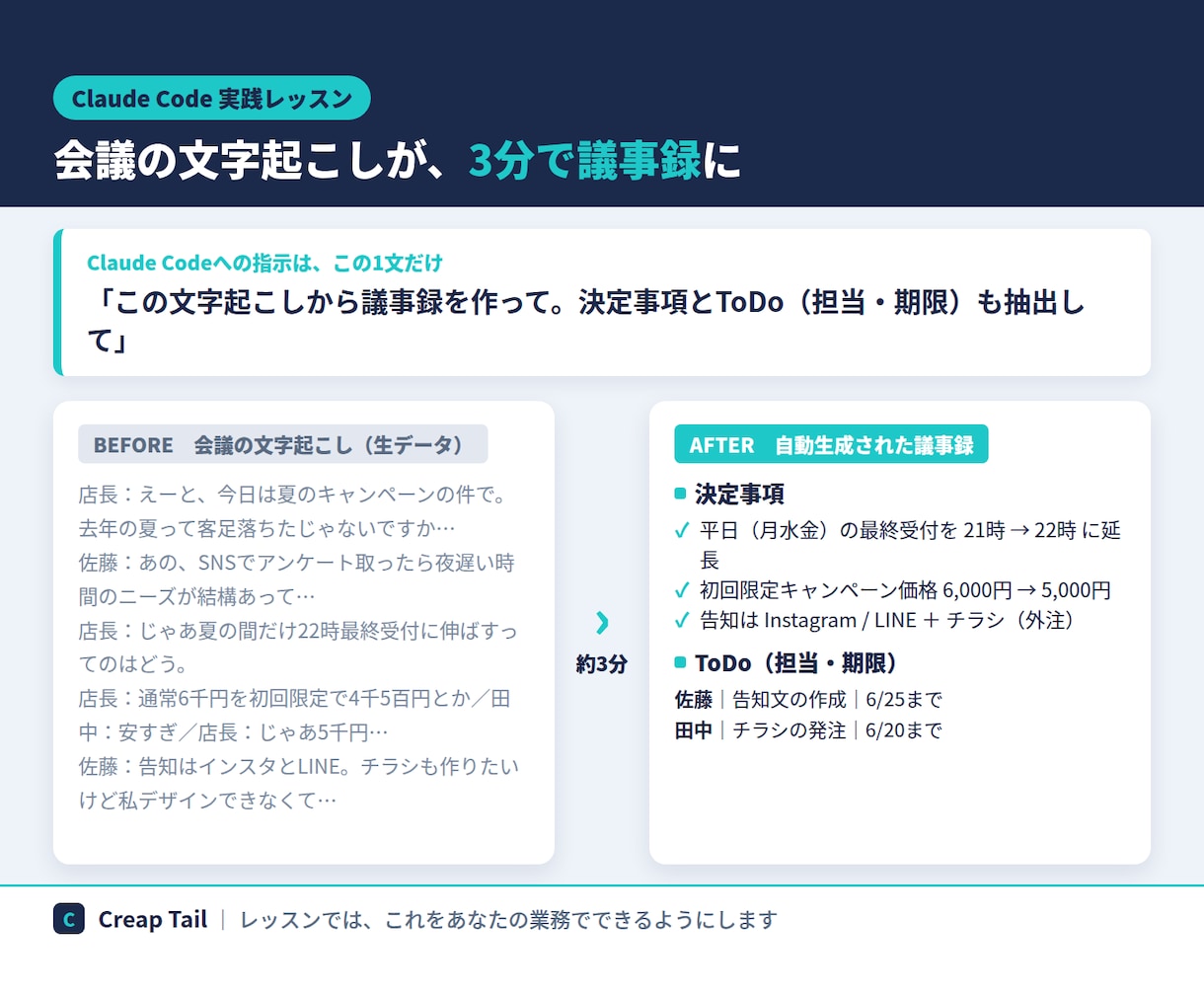 Claude Codeの実践活用を教えます 毎日AIで開発する現役者が、あなたの実務で伴走します イメージ4