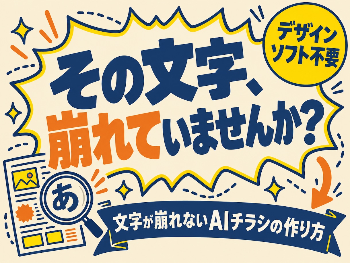 文字が崩れないAIチラシの作り方教えます 崩れた文字を直すのではなく、崩れない作り方をお教えします イメージ1
