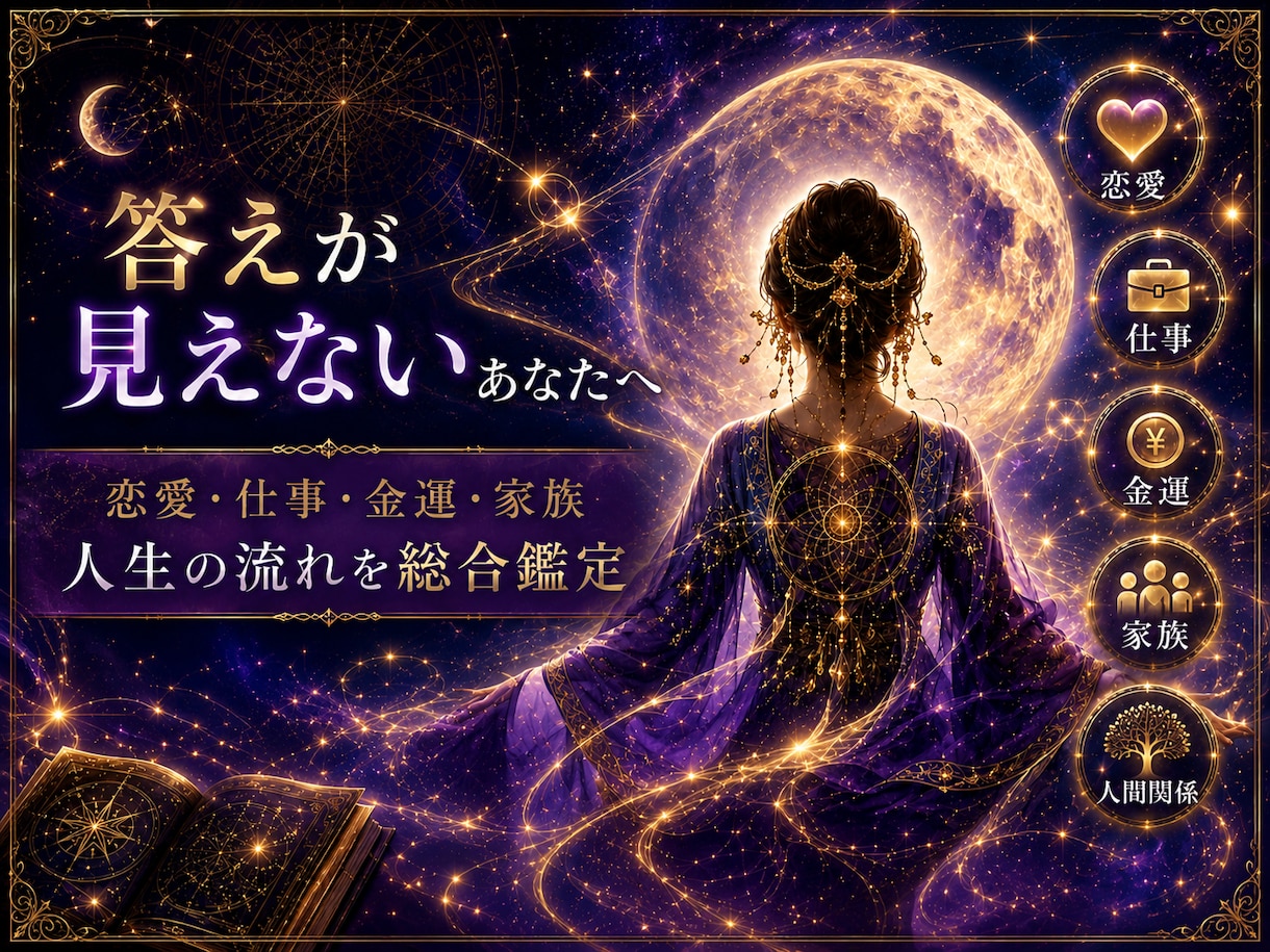 総合鑑定あなたの人生の流れを霊視と星読みで視ます 恋愛・仕事・金運・人間関係・子宝・結婚等あらゆるお悩みに イメージ1