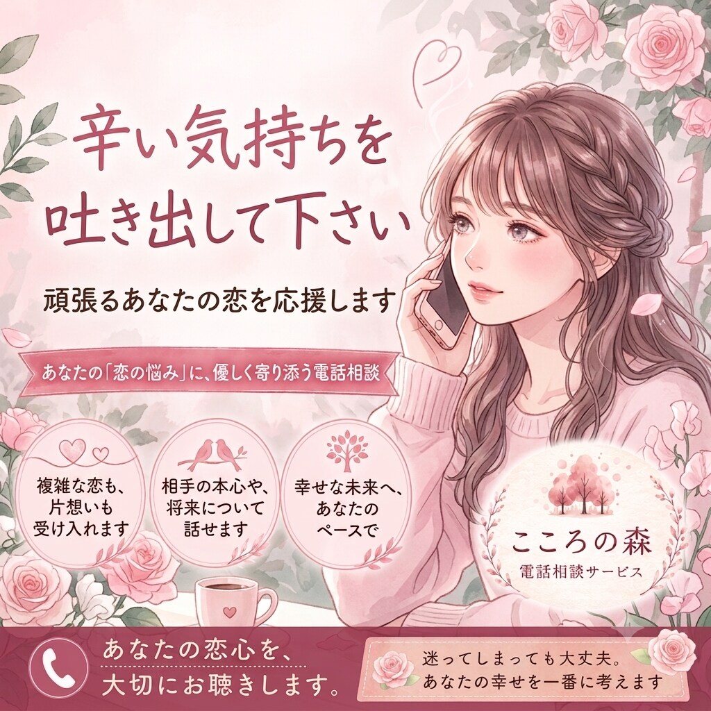 恋に悩むあなたのお話聞きます 恋愛に悩むあなたの問題を一緒に考え解決の道へ！！ イメージ1