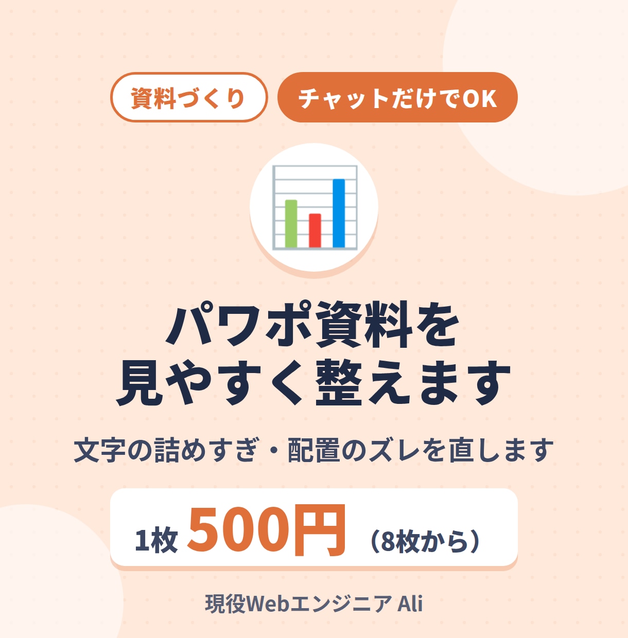 パワポ資料を1枚500円で見やすく整えます 内容はそのまま。文字の詰めすぎ・ズレを整えます イメージ1