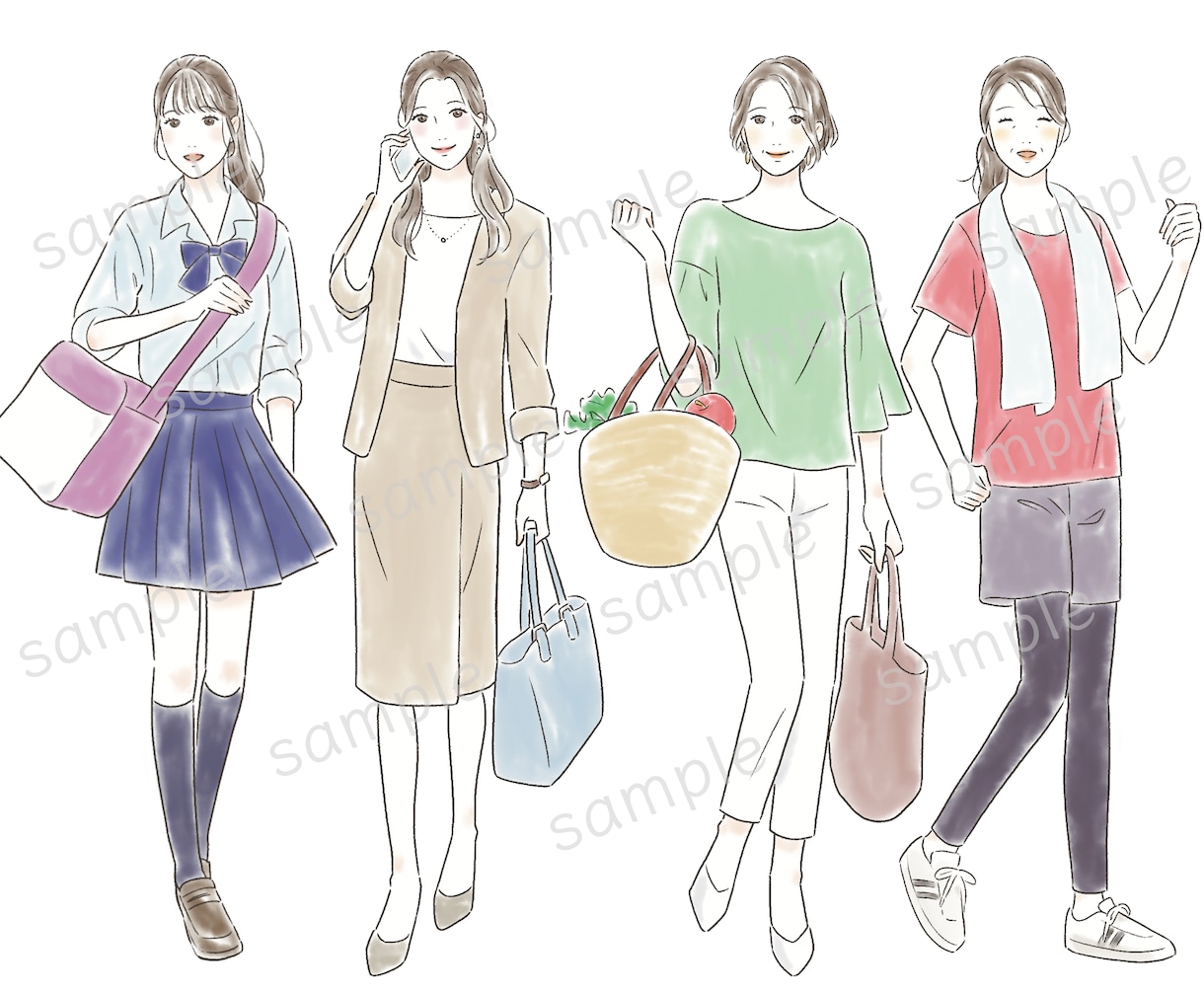 やさしい美容イラスト・ファッションイラスト描きます 商用OK！医療・スポーツも◎HPやチラシを美しく彩ります イメージ8