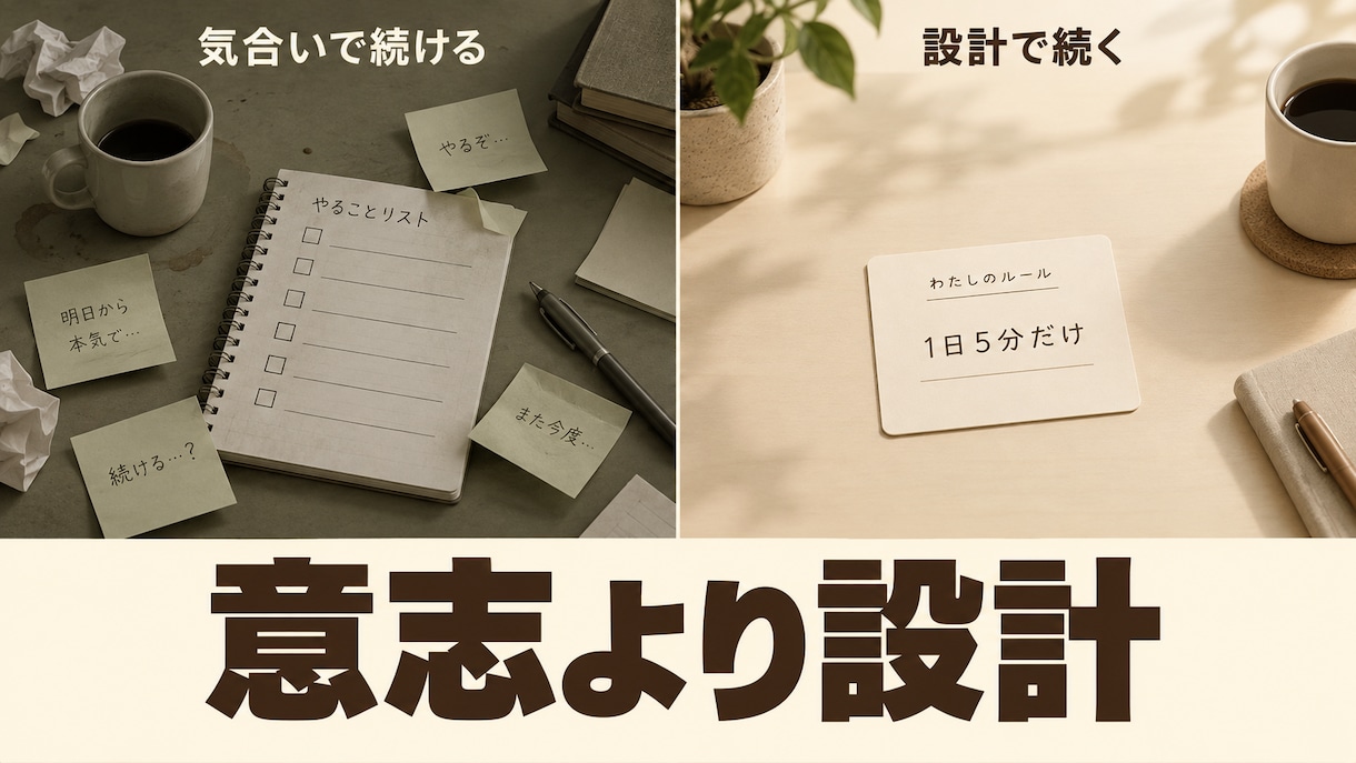 三日坊主はあなたのせいじゃない設計します 通話なし・テキスト納品・1回完結 イメージ1